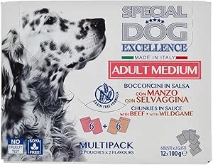 Special Dog Excellence Adult Medium Bocconcini in Salsa con Manzo e Selvaggina, 12 x 100g