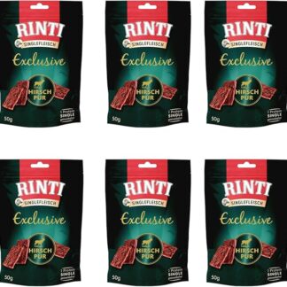 RINTI Singlefleisch Exclusive Snack Cervo Puro | Confezione da 6 | 6 x 50 g | Integratore alimentare per cani adulti | Esclusivamente cervo per cani sensibili con allergie