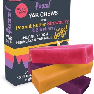 Fuzzl Yak Chews 3 Gusti Burro Arachidi Mirtillo Fragola per Cani