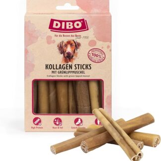 DIBO Bastoncini di collagene con conchiglia verde, confezione da 150 g, per la salute delle articolazioni, per la cura della pelle, del pelo e dei denti per cani, snack naturale di lunga durata,