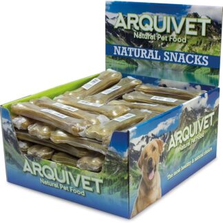 ARQUIVET Osso pressato in pelle bovina 100% naturale - 15 cm - Scatola piena 50 unità in termoretraibile - Snack naturali per cani