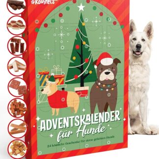Kodipets Calendario Avvento Cani 2025 – 24 snack – Senza frumento & senza glutine – Calendario dell’Avvento per cani con 8 gusti festivi – Idea regalo Natale per amanti dei cani