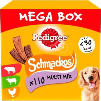 Pedigree Schmackos, Multipack snack per cani al gusto di manzo, agnello e pollame, 110 strisce, 790g in totale