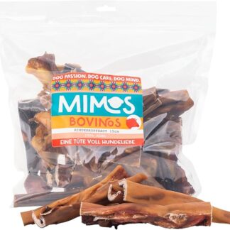Mimos Pelle di bovino per cani, 12-17 cm, 1000 g, articolo da masticare per cani, 100% bovino, senza additivi, snack da masticare di alta qualità, ideali per la pulizia dei denti