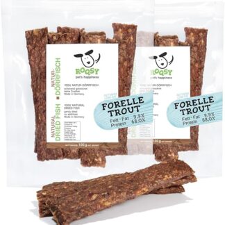 ROQSY Snack Naturale per Cani 100% Trota – Ricco di Omega-3, Leggero, Monoproteico – 200g (2×100g)