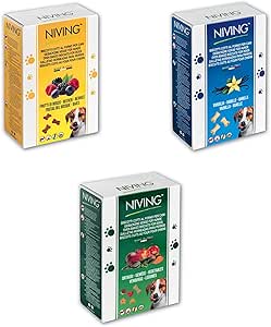 Niving Multipack 3 x 300 g Biscotti per cani | Con Frutti di bosco, Vaniglia e Ortaggi | Cotti al forno | Prelibati e croccanti | Senza farine di origine animale | Ricchi di vitamine e sali minerali