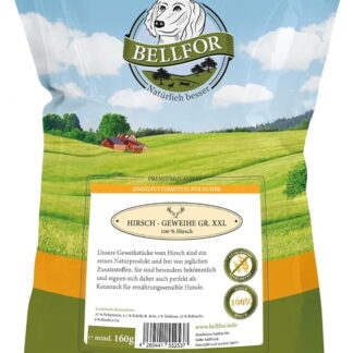 Bellfor Corna di cervo XXL Snack per cani Sano e naturale e prodotto senza additivi ed esaltatori di sapidità 160 g