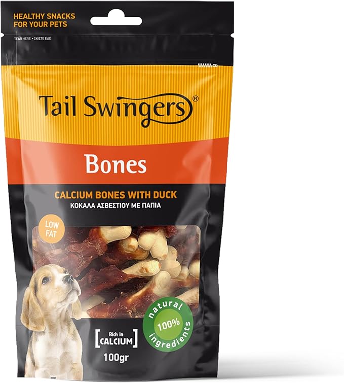 SNACK PER CANI TAIL SWINGERS FILETTO DI ANATRA CON OSSO DI CALCIO 100 GR ideale per cuccioli