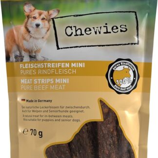 Mini striscia di carne per cani in 100% carne di manzo, 70 g, snack per cani di piccola taglia, strisce da masticare per bovini secchi all'aria, ipoallergeniche e senza cereali, carne secca di manzo