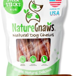 Nature Gnaws Bastoncini da sterzo per cani, ideali per cani di taglia piccola, media e grande, realizzati negli Stati Uniti, ingredienti singoli, bastoncini da masticare naturali a lunga durata, senza