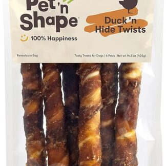 Pet 'n Shape Duck Hide Twist- All Natural Dog Treat, Duck, Large, 6 conteggi