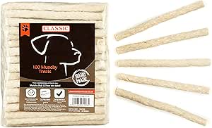 Classico per cani Munchy Roll, bianco/menta, 125 x 9 - 10 mm, confezione da 100