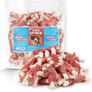 HAPPET® Dental con anatra 500 g - dentali naturali per cani, favorisce l'igiene orale e la riduzione del tartaro, snack sano e gustoso per cani di tutte le razze