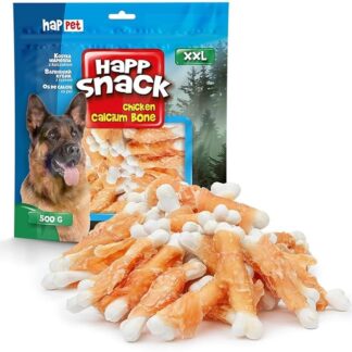 HAPPET Dolcetto per cani, cubo di calce con pollo, 7 cm, 500 g - dentali naturali da masticare - dolcetti a basso contenuto di proteine per l'igiene orale dei cani