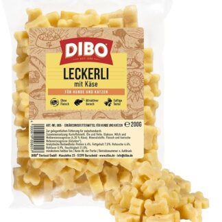 DIBO Deliziosi con formaggio, sacchetto da 200 g, snack per cani, piccolo e pratico, per cani, sano e gustoso, ricompensa per cani e gatti