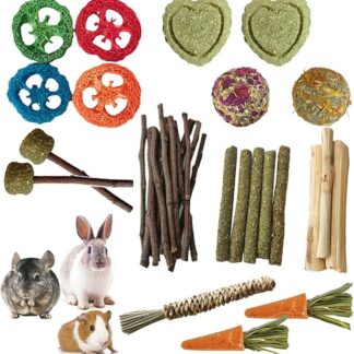 CAPERCHI CAMPIO DI CAMINE, giocattoli in legno di coniglio,Trattate in legno giocattolo molare per piccoli animali - Care di cimentari sicuri per la cura della masticazione per le forniture per piccol
