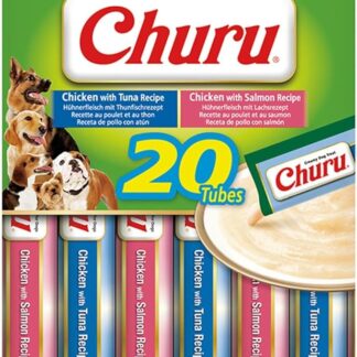 INABA Churu Snack per Cani Cremoso al Pollo e Frutti di Mare - 20 Stick 14gr - Premietti per Cane Ipocalorici, Morbidi e Deliziosi - Cibo per Cani Senza Conservanti o Coloranti Artificiali, Grain-Free