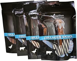 Snack Cane Collagene - Collagen Snack Dental Care Snack per Cani di Tutte le Taglie - Stick Cani - Senza Conservanti Artificiali e Zuccheri Aggiunti - Busta 80 gr (Small, Manzo)