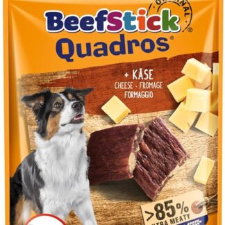 Vitakraft Beef Stick Quadros, snack cane, barrette di carne quadrate con formaggio, snack cane per l’addestramento, senza zuccheri aggiunti (1x 70g)