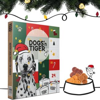 Calendario dell'Avvento per cani di Dogs'n Tiger – Snack naturali e di alta qualità in 85% carne dietro ogni porta, senza zucchero e cereali per tutti i cani