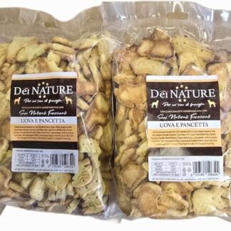 DEI NATURE Biscotti per Cani Uova e Pancetta, 2 Confezioni da 500g, Human Grade, Superfood, Snack per cani,Premio per cani