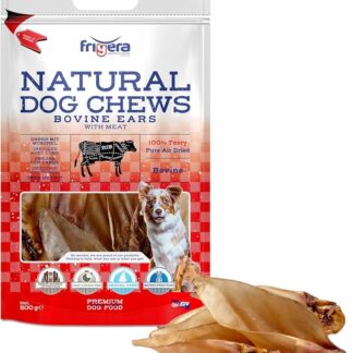 Frigera Orecchie di manzo con conchiglia, 500 g, naturali, ricchi di proteine, per cani, senza glutine e cereali, snack per cani di alta qualità senza additivi