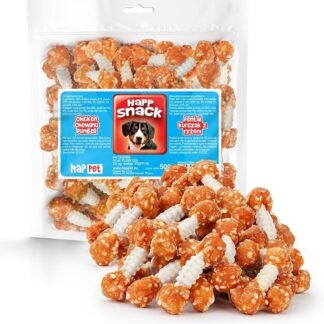 HAPPET Dental per cani con pollo e riso - Dolcetti dentali naturali per masticare e pulire i denti - Prelibatezze sane per cani di tutte le razze