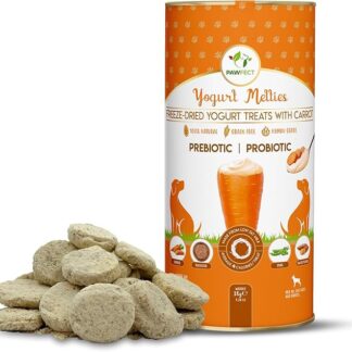 Pawfect Yogurt Melties Pre and Probiotic Dog Treats Yogurt, Carrot, Sweet Potato, Peas, Flaxseeds Healthy Gut | Low Calories | Grain & Gluten Free | Also use as Reward - Pack of 3 38 X 3=114g