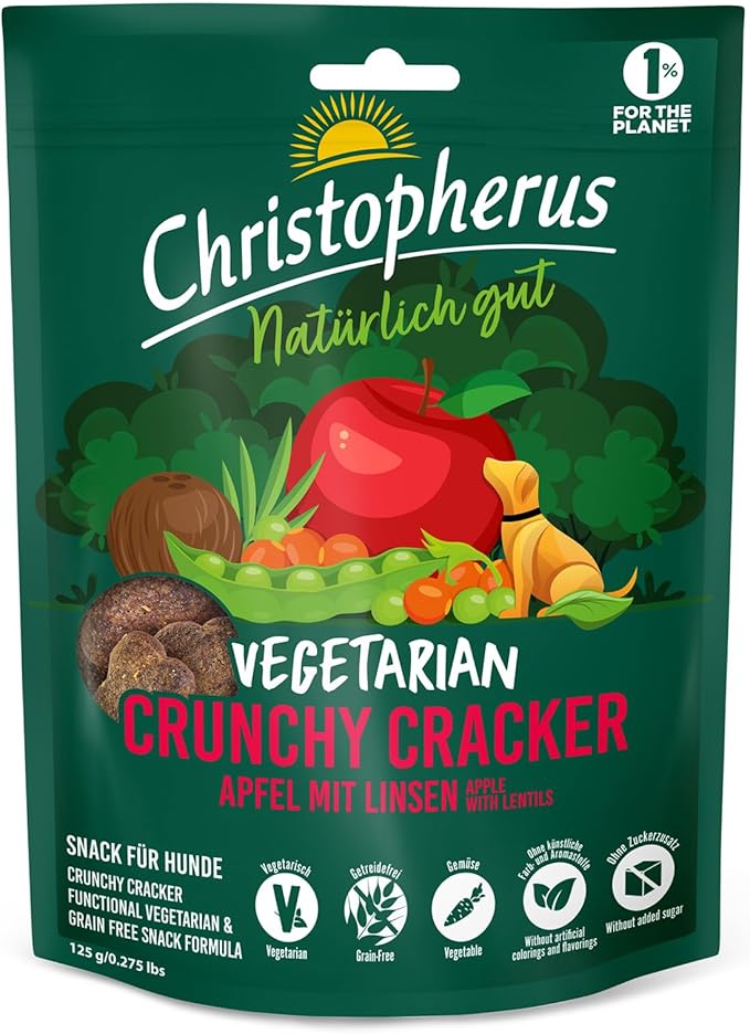 Christopherus Vegetariano - Snack croccante - mela con lenticchie, 125 g
