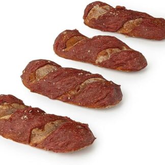HAPPET Baguette di coniglio per cani, confezione da 4 pezzi, con carne di coniglio e pelle cruda, snack da pane facilmente digeribile