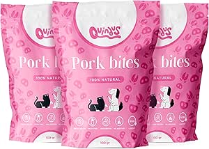 QUINDU'S Medaglioni di maiale disidratati Confezione da 3 x 100 g - Cani e Gatti - Snack 100% Naturali - Dieta Barf - Premi per cuccioli