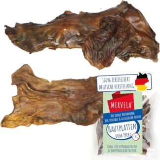 MERVELA Piastre per pelle di cavallo | 100% cavallo puro | 1 pezzo | Piastre per pelle secca dal cavallo | Qualità dalla Germania | ideali per cani ipoallergenici, allergici e sensibili