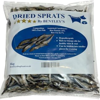 Sprats secchi, Bulk Buy, pesce essiccato dieta BARF (1 kg)