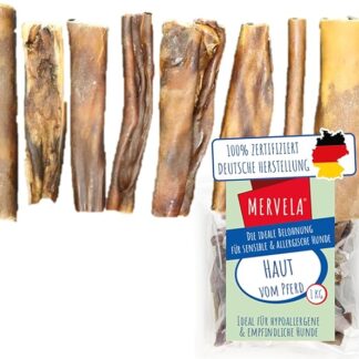 MERVELA Pelle di cavallo | 100% cavallo puro | 1 pezzo | pelle secca dal cavallo | qualità tedesca | ideale per cani ipoallergenici, allergici e sensibili