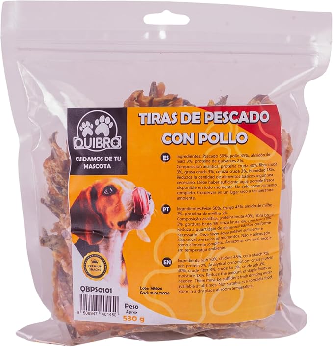 Quibropets Tubi di menta con manzo - Chuches per cani, premi naturali senza cereali, snack per animali domestici, premi disidratati, 530 g