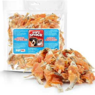 HAPPET Sardina avvolta in pollo da 500 g - Massaggiagengive naturale a base di carne di pollo e pesce, ricco di omega, sostiene denti sani, gengive e immunità