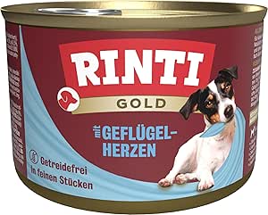 Rinti Cibo per cani Gold con cuori di pollame, 185 g, confezione da 12 (12 x 185 g)