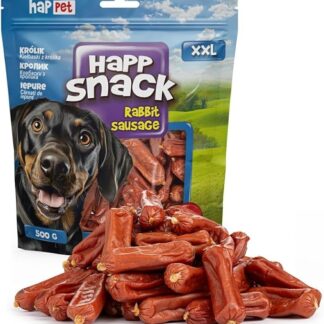 HAPPET Dolcetti per cani, salsicce di coniglio aromatizzate, prelibatezze per cani facili da digerire, per chi soffre di allergie, premio salutare per l'allenamento e un trattamento a basso contenuto