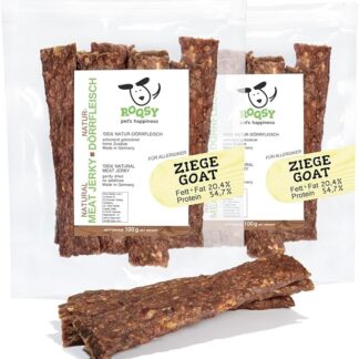 ROQSY Snack Naturale per Cani 100% Capra – Monoproteico, Ipoallergenico, Senza Cereali – 200g (2×100g)