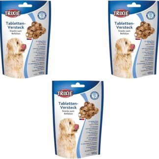 Trixie Nascondiglio per Compresse per Cani | Confezione Tripla | 3 x 100 g | Integratore Alimentare per Cani | Facilita l'Assunzione di Medicinali | Apertura per Compresse
