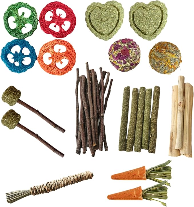 CAPERCHI CAMPIO DI CAMINE, giocattoli in legno di coniglio,Il legno tratta il giocattolo per la dentizione di piccoli animali - Cage cminocellas sicuri resistenti al morso CAGE MAGGIO ACCESSORI PER GE
