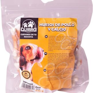 Quibropets Ossa di Pollo con Calcio - Cani per Cani, Ricompense Naturali Senza Cereali, Snack per Animali Domestici, Premi Disidratati, 545g