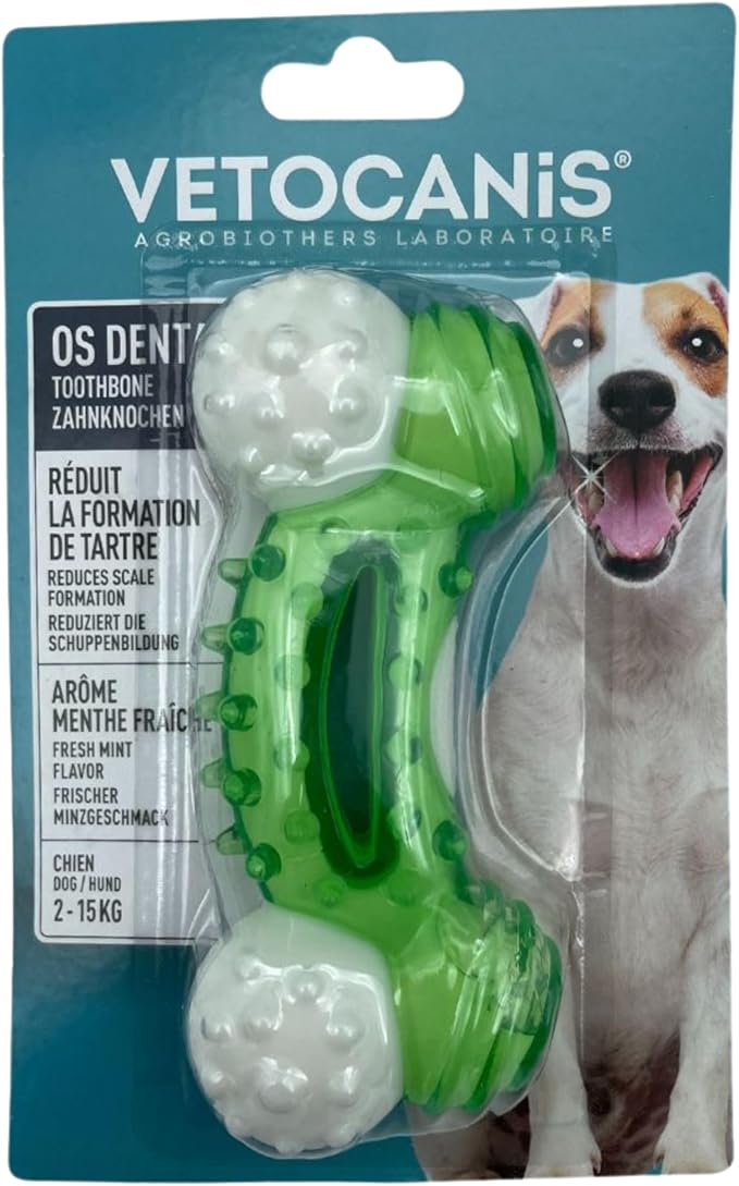 Vetocanis - Osso per cani antitartaro - Cura dentale per cane piccolo e medio - Igiene e salute - Accessorio in nylon resistente - aroma menta