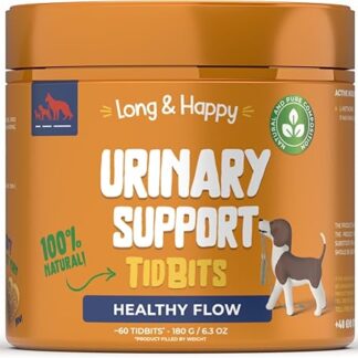 Long & Happy TidBit Supporto Urinario - Dolcetti per Cani 180 g, Supporto Per Il Sistema Urinario - Supporto Idratazione - Ingredienti Naturali - 60 Pezzi