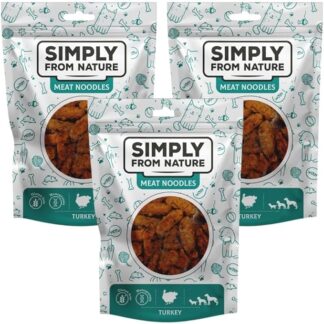 SIMPLY FROM NATURE Meat Noodles - Gnocchi di tacchino per cani, 3 x 80 g