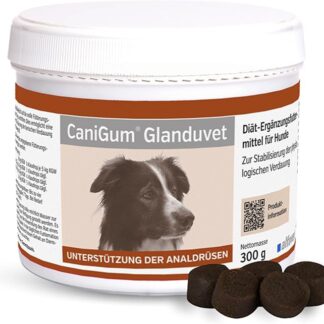 alfavet CaniGum Glanduvet, Gocce da masticare per cani con ostruzione delle ghiandole anali, supporta la qualità delle feci e del benessere intestinale, mangime complementare, 300 g