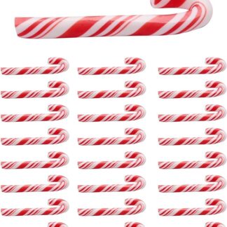 Quystetes 100Pcs Rosso e Fatto A Mano Natale Candy Cane In Miniatura Home Decor Clay Candy Cane Circa 3.2x1cm