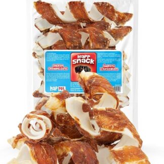 HAPPET Delizie per cani - Succhia di pollo da 18 cm - masticatori naturali in pelle bovina e carne di pollame - Prelibatezze masticabili dentali sane a sostegno dell'igiene orale di cani di tutte le