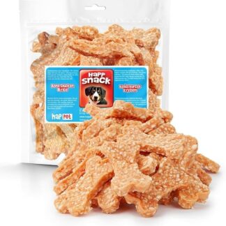 HAPPET Dolcetti per cani, ossa morbide con pollo e riso 500 g, prelibatezze naturali per addestramento ad alto contenuto di proteine, a basso contenuto di grassi per cani di grossa taglia