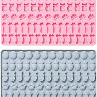 Stampi In Silicone 2 Pcs Of 78 Grid Strawberry Cat'S Paw Shape Silicone Mini Pet Snack Biscuit Dog Food Mold Baking Tray